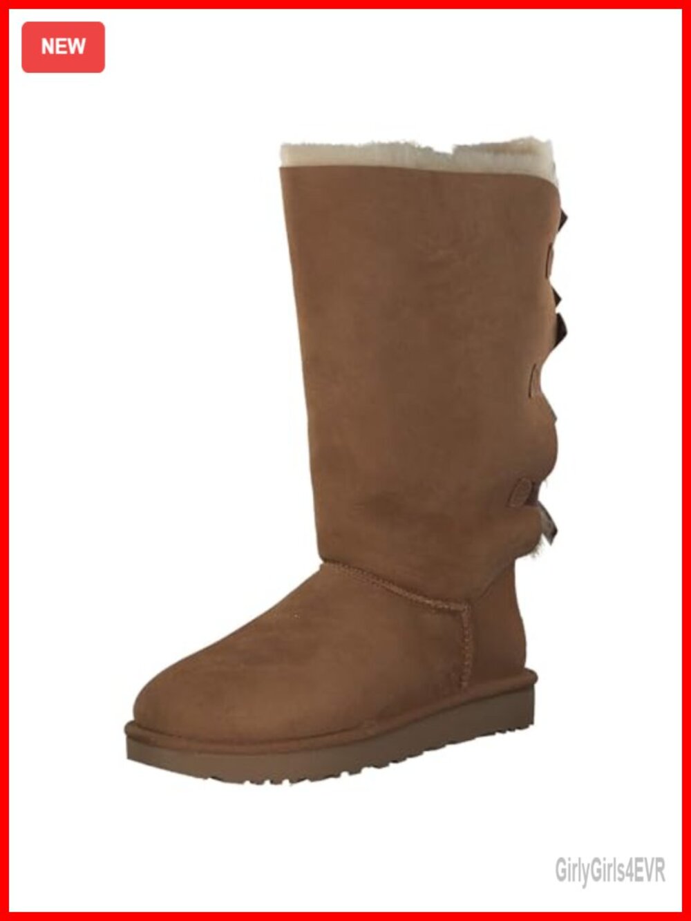 Sheepskin Lined Snow Boots Mid-Calf Satin Bow Winter Casual